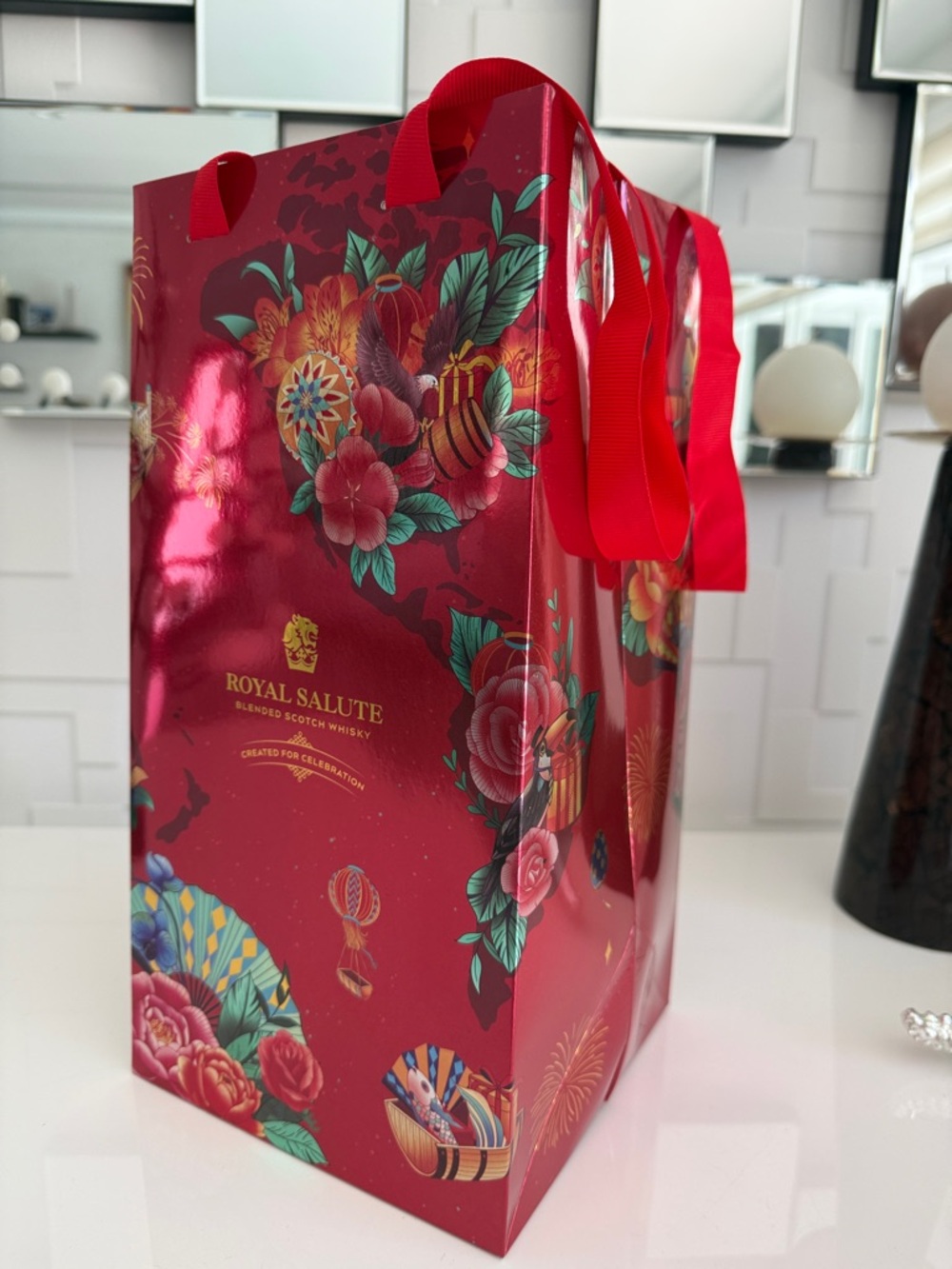 Red Floral Gift Bag